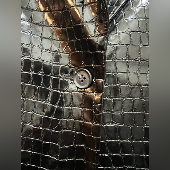 Susana Monaco Black Crocodile embossed single breasted blazer size Small, NWT - Picture 8 of 13